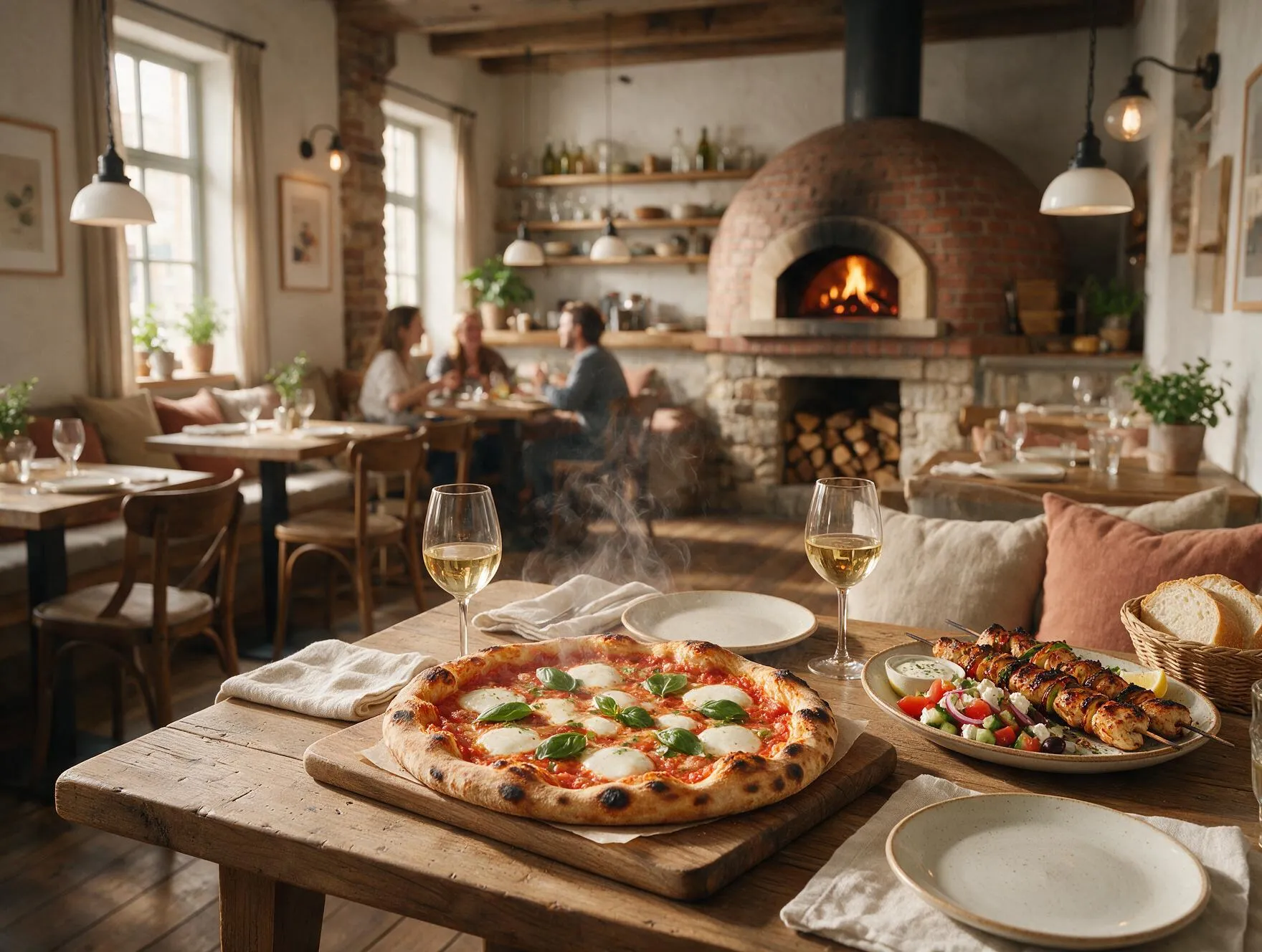 Nystekt pizza servert hos Flamenco Pizza
